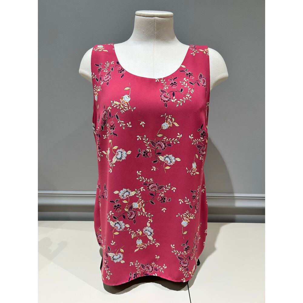 Chico’s Reversible Tank – Red Floral / Army Green – Size 1 (Medium)
